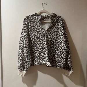 Old Navy Leopard Print Zip-Up Sweatshirt